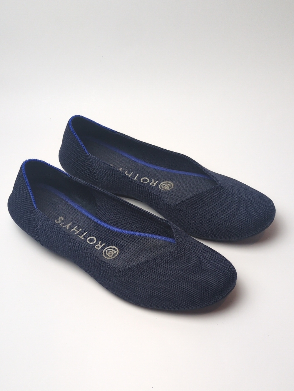 Rothy's Navy Blue Round Toe Knit Flat Slip On Washable Shoes Women's US 7.5